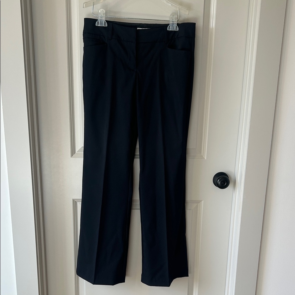 New York & Company Elegant Blue Pinstripe Trousers